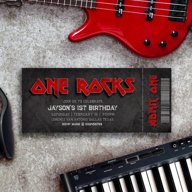 One Rocks - Boy 1st Birthday Ticket Invitation (Creator Uploaded)