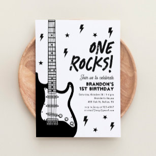 One Rocks Guitar Rock and Roll 1st Birthday Invitation