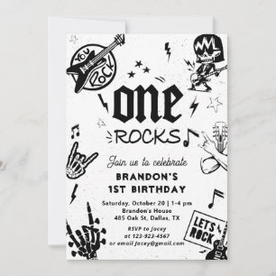 One Rocks Guitar Rock and Roll 1st Birthday Invitation