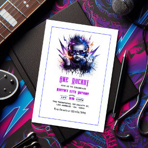 One Rocks! Rock On 1st Birthday Party Invitation
