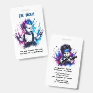 One Rocks! Rock Star VIP Pass 1st Birthday ID Badge