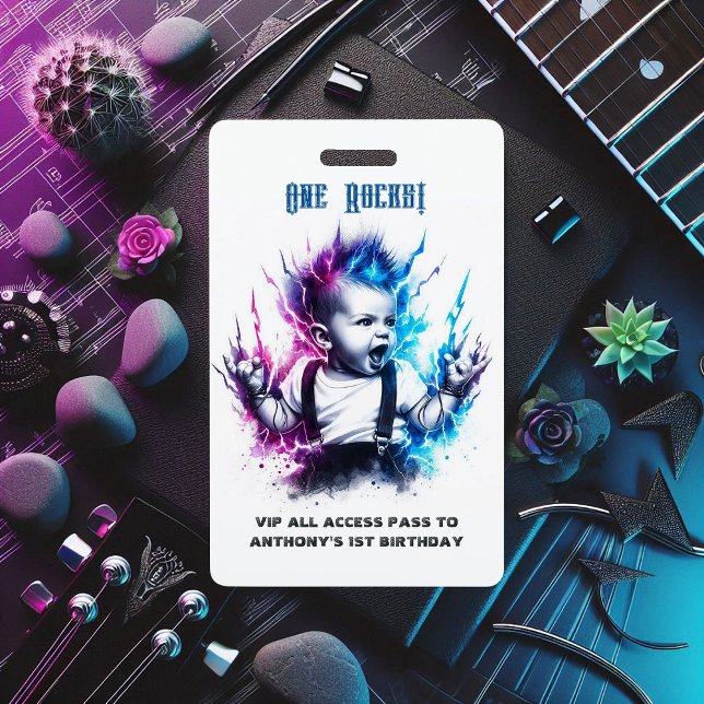 One Rocks! Rock Star VIP Pass 1st Birthday ID Badge (One Rocks! Rock Star VIP Pass 1st Birthday Badge)