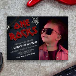 One Rocks with Picture - 1st Birthday Invitation