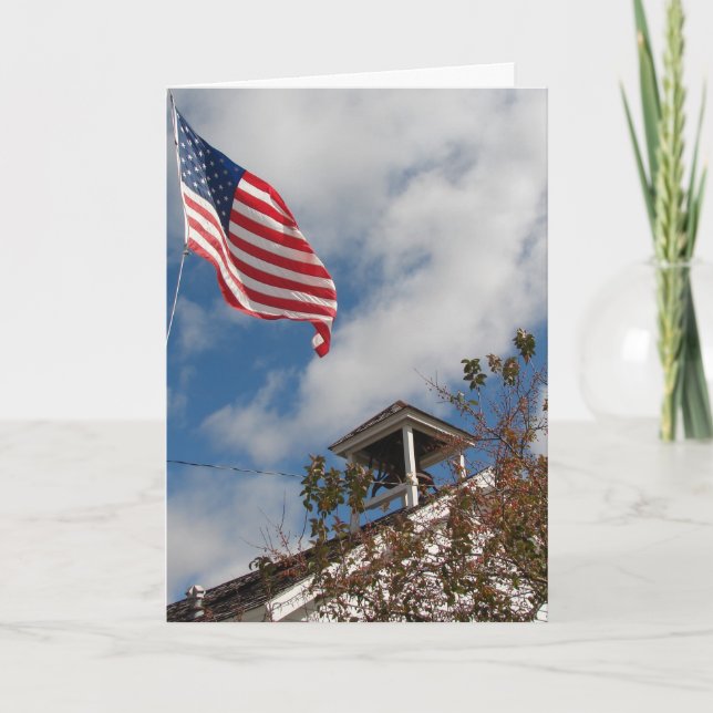 One Room School & American Flag, Happy 4th of July Card (Front)