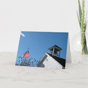 One Roon School and American Flag Card