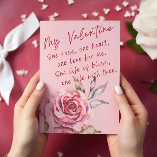 One Rose, One Heart, Love And Bliss Valentine's Card (Creator Uploaded)
