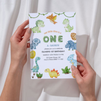 One-Saurus First Birthday Invitation