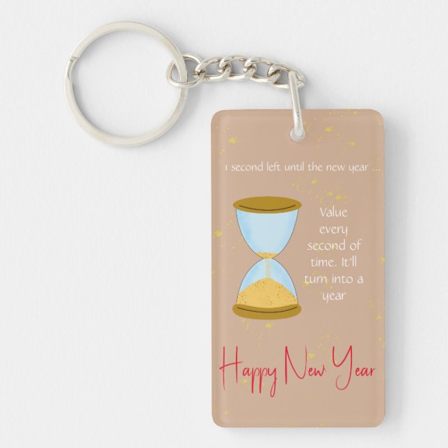 One Second Left for New Year Hourglass Key Ring (Front)