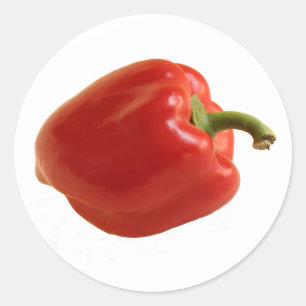 One Shiny Bright Red Bell Pepper from Mexico Classic Round Sticker