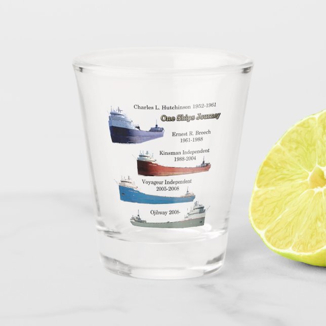 One Ships Journey shot glass (Front)