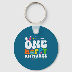 One Shirt Hoppy Rn Nurse Bunny Easter Key Ring