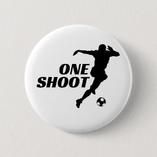 One Shoot Soccer Silhouette Button Pin - Football