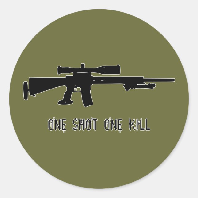 One Shot One Kill Classic Round Sticker (Front)