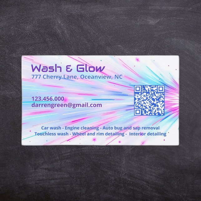 One Sided Car Washing QR Business Card (Car Detailing Cards)