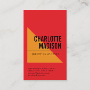 One Sided Retro Red Fancy Trendy Minimalist Plain Business Card