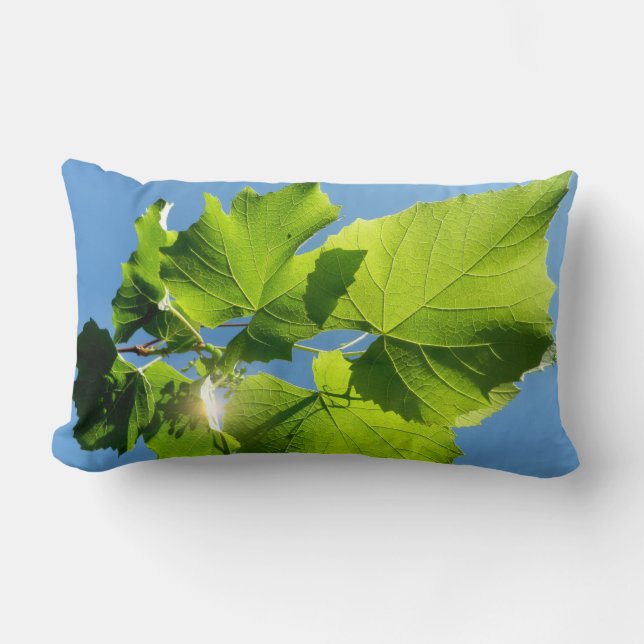 One Sided Vine Leaves Lumbar Pillow (Front)