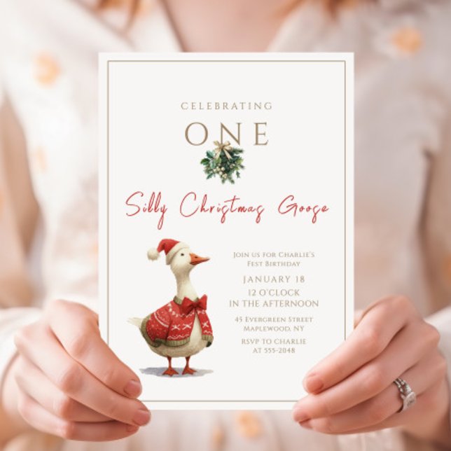 One Silly Christmas Goose Fest Winter Birthday Invitation (Creator Uploaded)