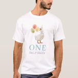One Silly Daddy Goose Blue 1st Birthday T-Shirt<br><div class="desc">This cute "one silly daddy" dad/father's t-shirt features a goose with a party hat and balloons. Personalise it for your needs. You can find matching products at my store.</div>