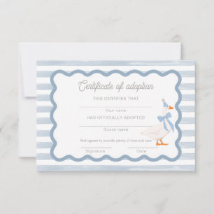 One Silly Goose 1st Birthday Adoption Certificate Invitation