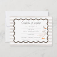 One Silly Goose 1st Birthday Adoption Certificate