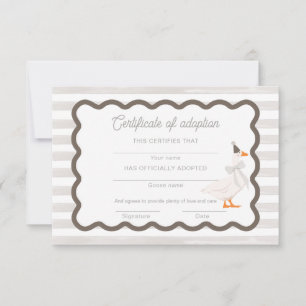 One Silly Goose 1st Birthday Adoption Certificate Invitation