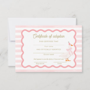One Silly Goose 1st Birthday Adoption Certificate Invitation