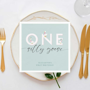 One Silly Goose 1st Birthday Cute Napkin