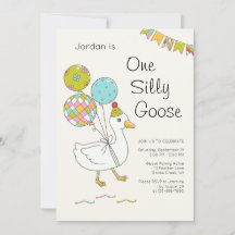 One Silly Goose 1st Birthday Invitations