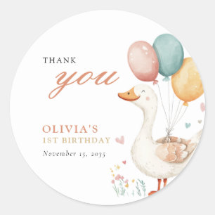 One Silly Goose 1st Birthday Party Classic Round Sticker