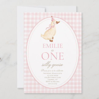 ONE Silly Goose 1st Birthday Party Invitation