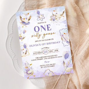 One Silly Goose 1st Birthday Party Invitation