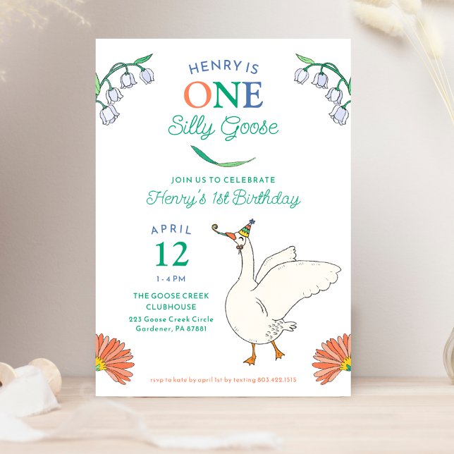 One Silly Goose 1st Birthday Party Invitation (Creator Uploaded)