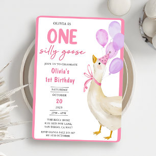 One Silly Goose 1st Birthday Party Invitation