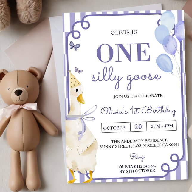 One Silly Goose 1st Birthday Party Invitation (Creator Uploaded)