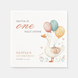 One Silly Goose 1st Birthday Party Napkin