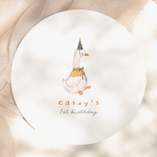 One Silly Goose 1st Birthday Party Paper Plate (Creator Uploaded)