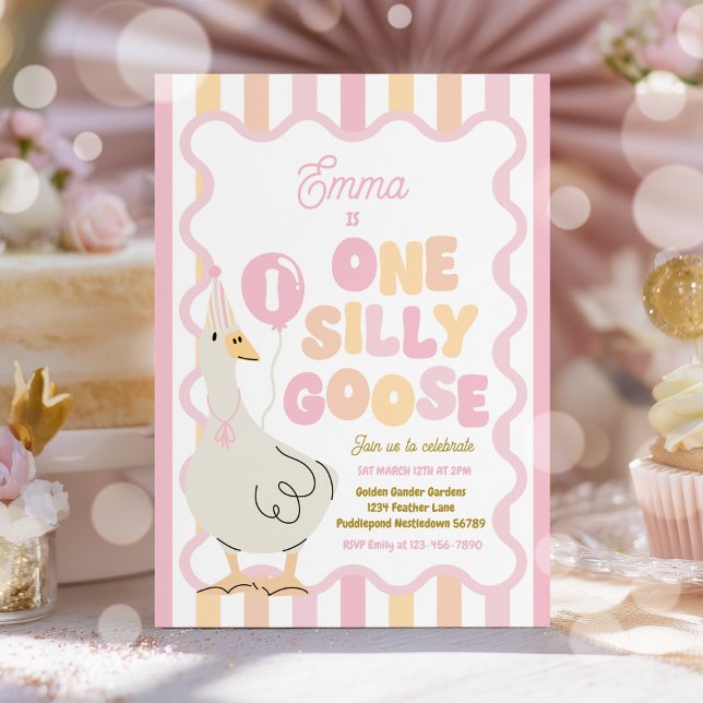 One Silly Goose 1st Birthday Party Spring Birthday Invitation (Creator Uploaded)