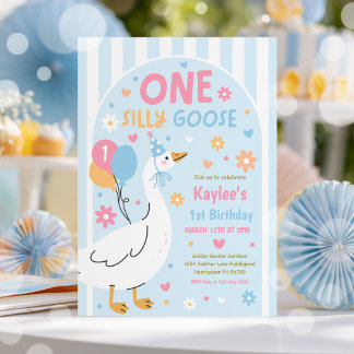 One Silly Goose 1st Birthday Party Spring Birthday Invitation