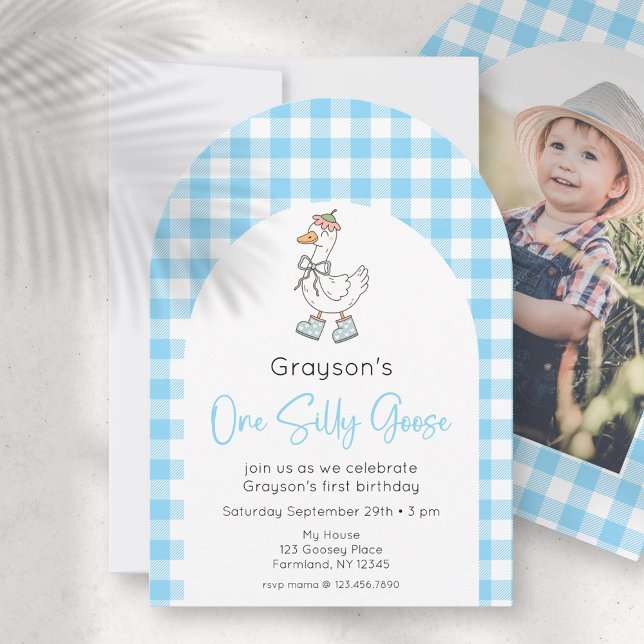 One Silly Goose 1st Birthday Photo Invitation (Creator Uploaded)