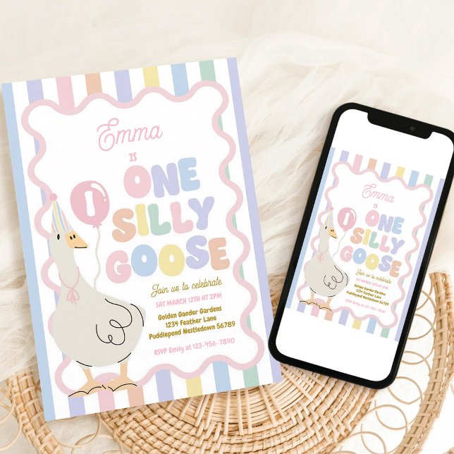 One Silly Goose 1st Birthday Spring Invite (Creator Uploaded)