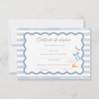 One Silly Goose Adopt a Stuffie Certificate