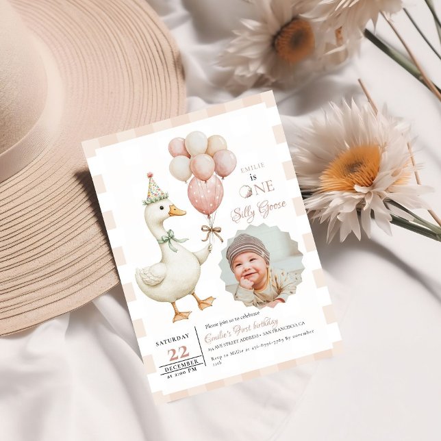 One Silly Goose Baby 1st Birthday Invitation (Creator Uploaded)