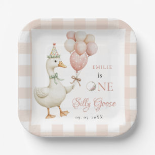 One Silly Goose Baby 1st Birthday Paper Plate