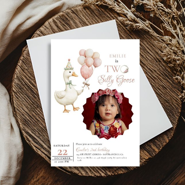 One Silly Goose Baby 2nd Birthday Invitation (Creator Uploaded)