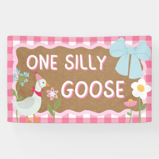 One Silly Goose Baby Girl First Birthday Banner