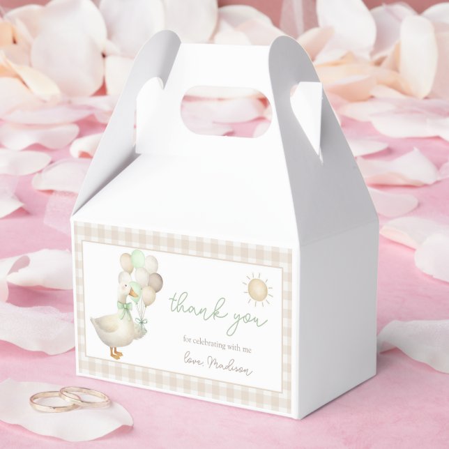 ONE Silly Goose, Balloons, Retro Gingham Favour Bo Box (Wedding)