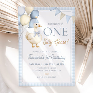 ONE SILLY GOOSE Birthday First Birthday Invitation
