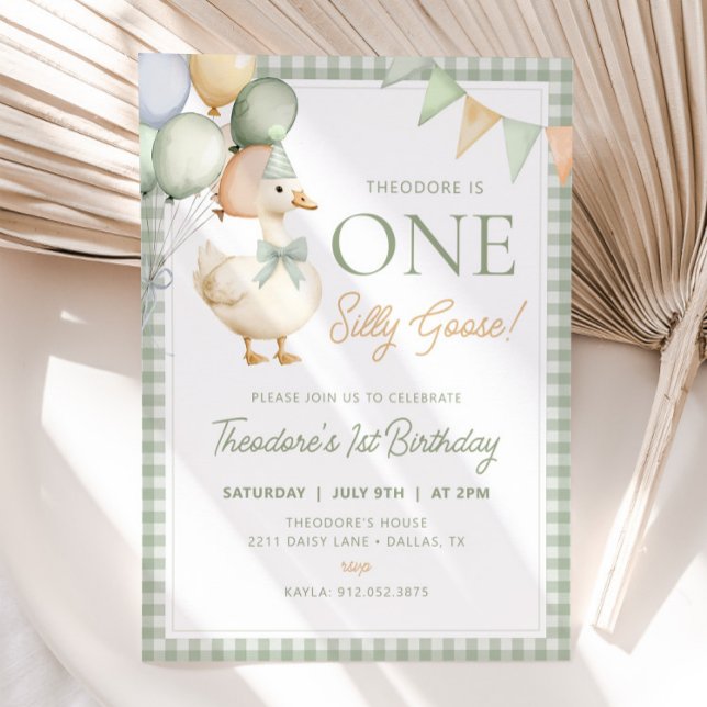 ONE SILLY GOOSE Birthday First Birthday Invitation (Creator Uploaded)