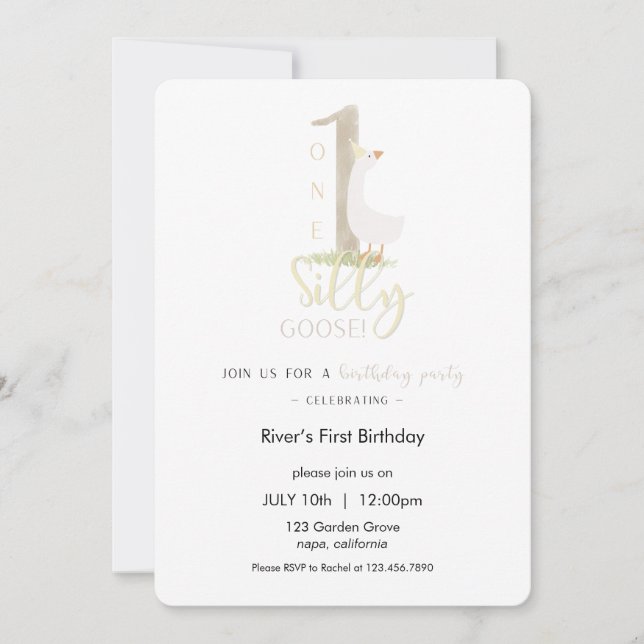 One Silly Goose Birthday Invitation (Front)