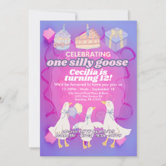One Silly Goose Birthday Invitation Colourful Kids
